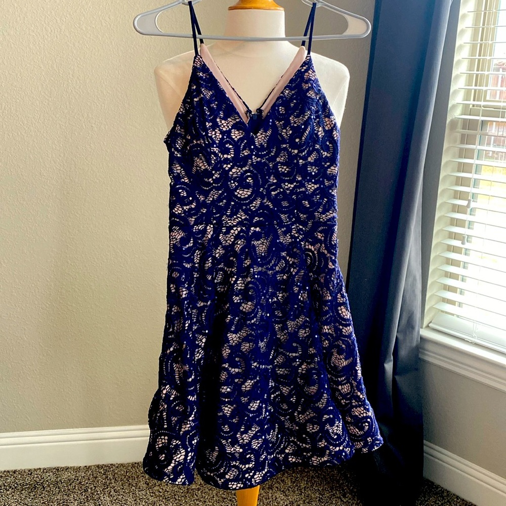 Navy & sequined dress